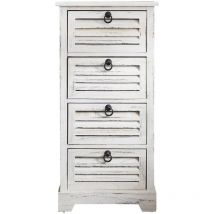 Mobili Rebecca - Rebecca Mobili Chiffonnier Table de Chevet 4 Tiroirs Bois Blanc 81x40x27