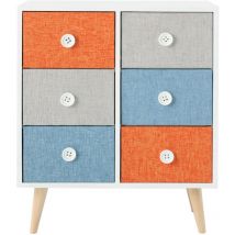 Mobili Rebecca - Rebecca Mobili Commode 6 Tiroirs en bois gain d'espace Moderne coloré Tissu