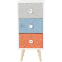 Rebecca Mobili Commode Table de Chevet Petit Meuble Salle de Bain Blanc Gris 4 Tiroirs Moderne Bois 76x30x25 cm