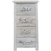 Rebecca Mobili Comodino Cassettiera 4 Cassetti Bianco Grigio Shabby 73x37x27