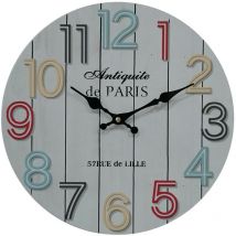 Mobili Rebecca - Rebecca Mobili Dekorative Uhr Wanduhr Weiß Farbige Zahlen Mdf Analog