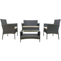 Mobili Rebecca - Rebecca Mobili Ensemble d'Extérieur Meubles de Jardin avec coussins Acier Gris Polyrattan