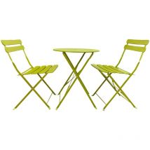 Mobili Rebecca - Rebecca Mobili Ensemble Table et 2 Chaises de Jardin en Acier Vert Peu Encombrant