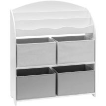Mobili Rebecca - Rebecca Mobili Etagère à Jouets pour Enfants mdf Blanc Gris avec 4 Boîtes