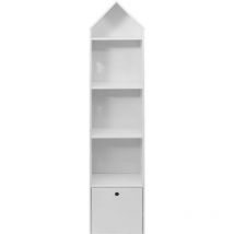 Mobili Rebecca - Rebecca Mobili Etagere etroite pour enfants 4 Etageres 1 Tiroir Bibliotheque en Bois blanc