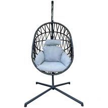 Mobili Rebecca - Rebecca Mobili Fauteuil Suspendu Bascule en Polystyrène Gris Pour Maison Jardin