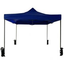 Rebecca Mobili Gazebo Chapiteau Pliant Bleu 4 Poids Métal Polyester Terrasse 3x3
