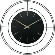 Mobili Rebecca - Rebecca Mobili Grande Horloge Murale Analogique En Métal Noir Or 50 Cm