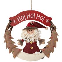 Rebecca Mobili Guirlande Décoration De Porte Noël Polyester Mdf Rouge 32x34x4