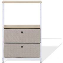 Rebecca Mobili Holz Metall und Stoff Weiß Beige Vintage Schubladenschrank mit 1 Regal