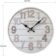 Rebecca Mobili Horloge Murale Mdf Blanc Séjour Cuisine 33.8x33.8x4