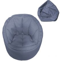 Rebecca Mobili Housse Pouf Canapé Vide Bleu Polyester Fermeture Éclair 70x75x75
