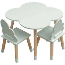 Rebecca Mobili Mesa y 2 Sillas para Niños de mdf Pino Verde para Cuarto de Niños Sala de Juegos