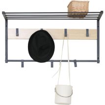 Rebecca Mobili Kleiderbügel Wandaufhänger Für Den Eingangsbereich Aus Vintage-holz Und Metall