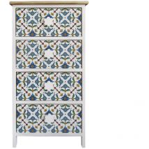 Mobili Rebecca - Rebecca Mobili Kommode 4 Schubladen Feinkeramik Holz Hellweiß Blau 76x40x30