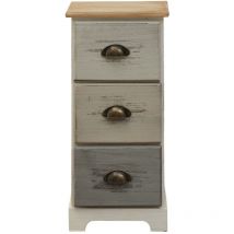 Rebecca Mobili Kommode Nachttische 3 Schubladen Holz Beige Grau Weiß 62x29x25