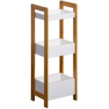 Rebecca Mobili Leiter Regal Badezimmer Boden Schrank 3 Regale mdf Bambu Weiß