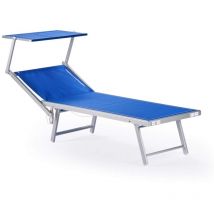 Mobili Rebecca - Rebecca Mobili Liegestuhl Sonnenliege Blau Aluminium Textilene Strand Balkon 38x186x61
