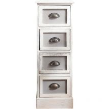 Mobili Rebecca - Rebecca Mobili Meuble Chevet 4 Tiroir Bois Blanc Classique 80x29x25
