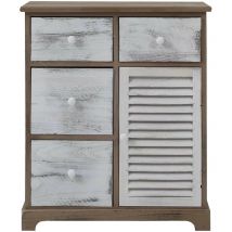 Mobili Rebecca - Rebecca Mobili Meuble de Rangement Commode Gris Blanc 4 Tiroirs 1 Porte 70x60x30