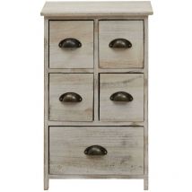 Mobili Rebecca - Rebecca Mobili Nachttisch Nachtkonsole 5 Schubladen Holz weiß Shabby 66x40x30