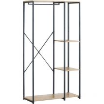 Rebecca Mobili Offener Kleiderschrank Garderobenschrank mit 4 Fächern Schwarz Beige Metall MDF