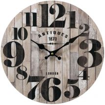Rebecca Mobili Orologio a Muro Mdf Nero Marrone Cucina Soggiorno 33,8x33,8x4