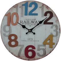 Rebecca Mobili Orologio da Appendere Bianco Numeri Colorati Mdf per Salotto Cucina
