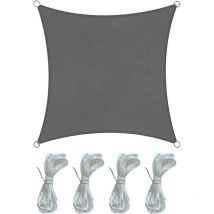 Mobili Rebecca - Rebecca Mobili Parasol Voile de Soleil Polyéthylène Gris Foncé Carré 3x3