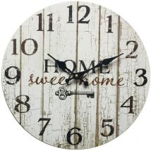 Rebecca Mobili Pendules Horloge Murales Bois Blanc Shabby Décor 33,8x33,8x4