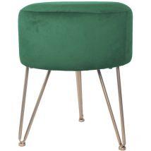 Rebecca Mobili Pouf Hocker Grün Samt mit gepolstertem Sitz für Wohnzimmer