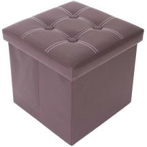Rebecca Mobili Puff Baúl Taburete con Tapa Plegable Reposapiés Marrón 30x30x30