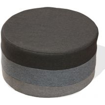 Rebecca Mobili Reposapies Puff Redondo Tela Azul Gris Vintage 25x45x45