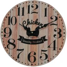 Rebecca Mobili Reloj de Pared de Cocina Estilo Vintage Mdf Marrón Negro Idea de Regalo