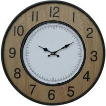 Mobili Rebecca - Rebecca Mobili Reloj de Pared Vintage Blanco Marrón Negro Mdf Metal Analógico