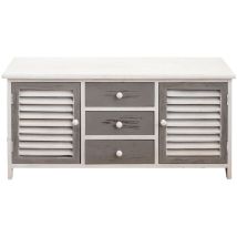 Mobili Rebecca - Rebecca Mobili Schrank Lowboard 3 Schubladen 2 Tür Holz Weiß Grau Retro 44x90x34