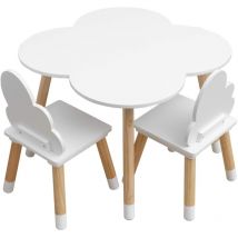 Rebecca Mobili Set aus Tisch und 2 Stühlen für Kinder Weißer Holztisch für Kinder Tischspiele