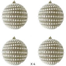 Mobili Rebecca - Rebecca Mobili Set de 4 Decoraciones para Árbol de Navidad Bolas de Navidad de Plástico Color Oro