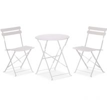 Runder Tisch mit Stühlen Rebecca Mobili Berenj 71x60x60 Stahl Weiß Modern set 3 stk