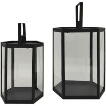 Mobili Rebecca - Rebecca Mobili Set mit 2 Kerzenhaltern aus Metall und schwarzem pvc für den modernen Innen- und Außenbereich