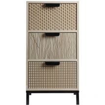 Mobili Rebecca - Rebecca Mobili Table de Chevet de Style Industriel en Bois et Métal avec 3 Tiroirs