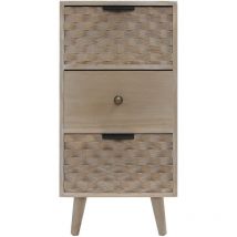 Mobili Rebecca - Rebecca Mobili Table de Chevet Étroite en Bois avec 3 Tiroirs Marron Gain de Place