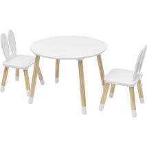 Mobili Rebecca - Rebecca Mobili Table pour Enfants avec 2 Chaises mdf Blanc Marron pour Chambre d'Enfants