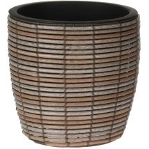 Rebecca Mobili Vase d'extérieur rond en polyéthylène marron