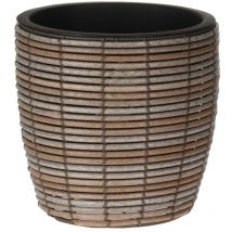 Rebecca Mobili Vase Polyrotin Petit Pot de Plante Marron Intérieur Extérieur