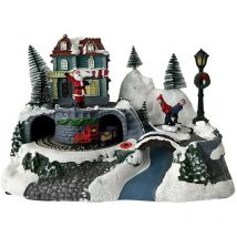 Rebecca Mobili Village de Noël avec Lumières et Mouvement Décoration de Noël