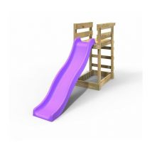 Add-on Wooden Platform with 6FT Slide for Wooden Garden Swing Sets - Purple - Purple - Rebo