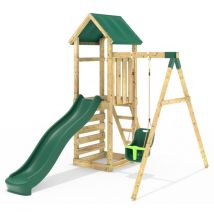 Rebo - Adventure Wooden Climbing Frame, Swing Set and Slide - Rosa Green