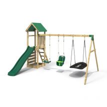 Rebo - Adventure Wooden Climbing Frame, Swing Set and Slide - Snowdon