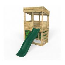 Children's Wooden Lookout Tower Playhouse with 6ft Slide - Den Set - Rebo